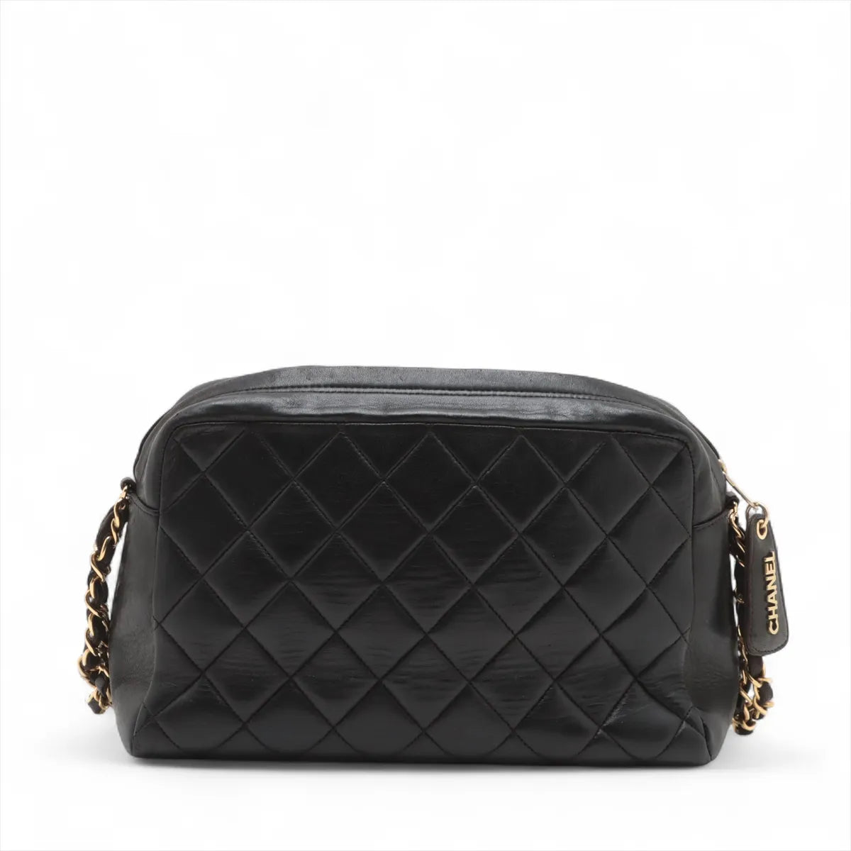 Chanel CC Logo Matelasse Lambskin Chain Shoulder Bag Black