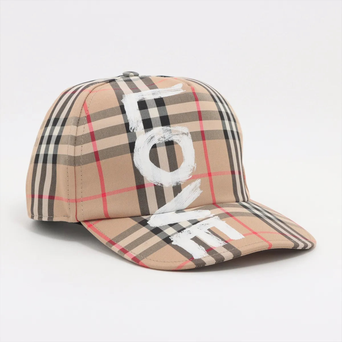 #1 Burberry Nova Check Love Print Cotton Cap Beige