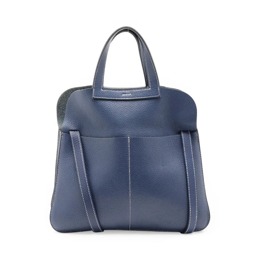 Hermes Halzan 31 Taurillon Clemence Blue Sapphire