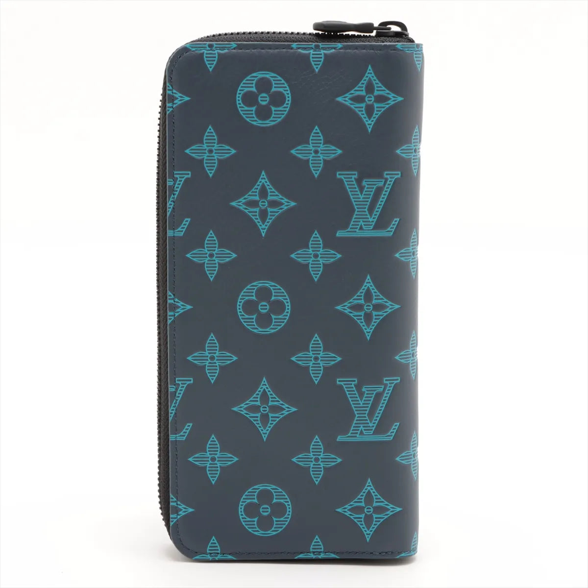 Louis Vuitton Monogram Shadow Zippy Vertical Wallet Navy River Blue