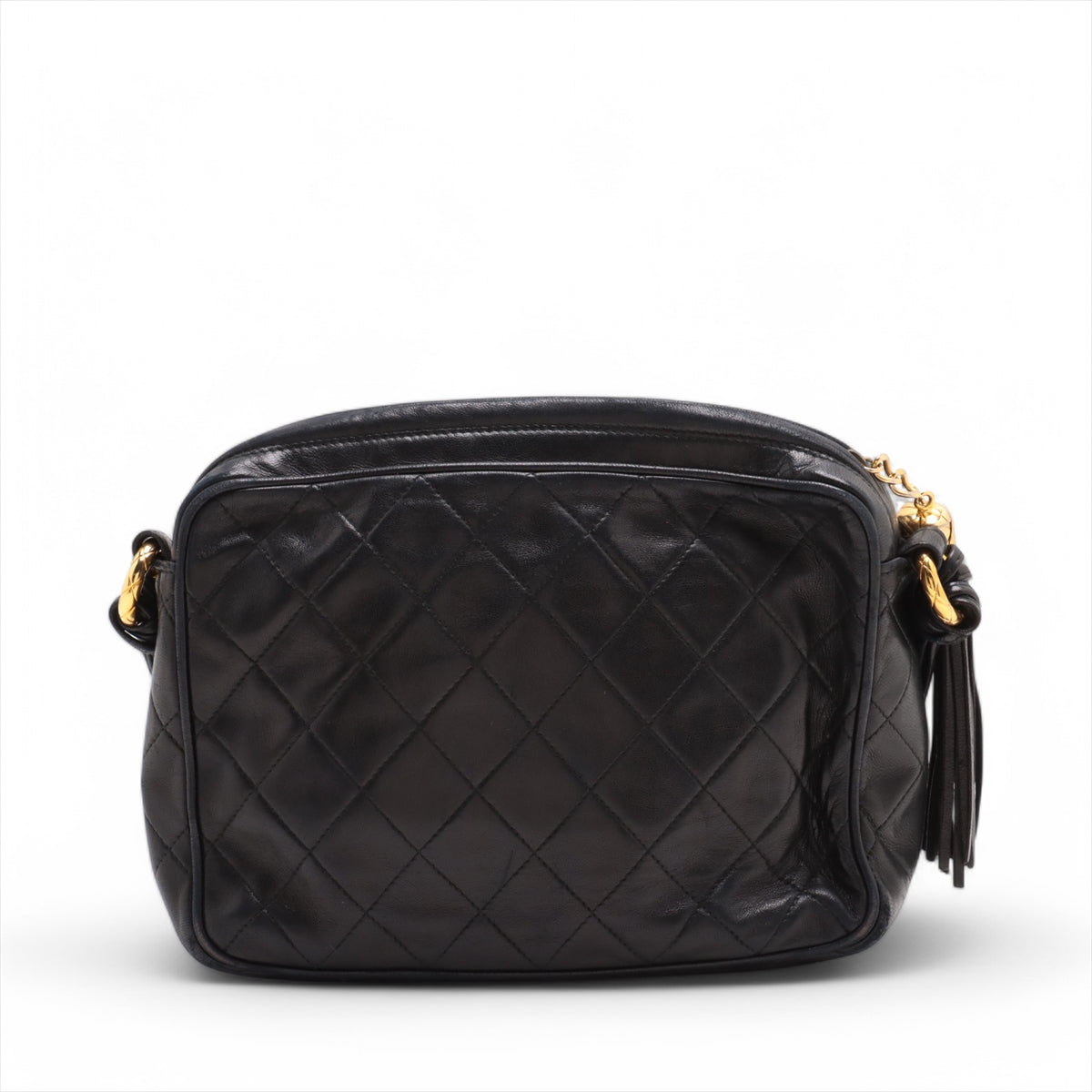 Chanel CC Logo Matelasse Lambskin Tassel Camera Bag Black