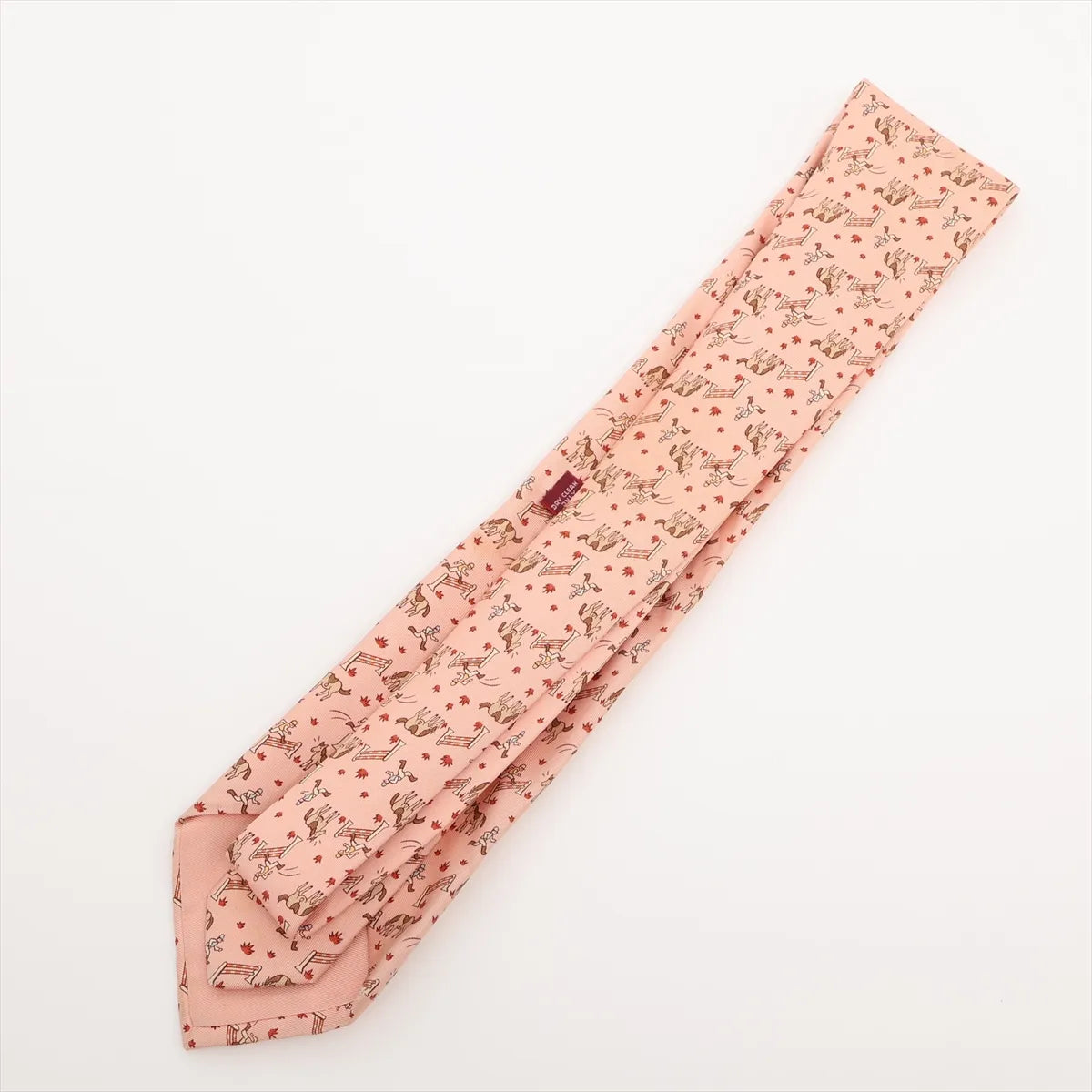 Hermès Horse Print Silk Necktie Pink