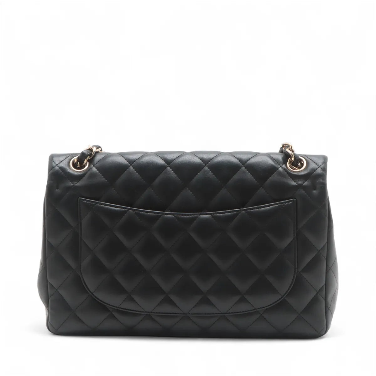 Chanel Dekamatrasse 30 Large Lambskin Double Flap Double Chain Bag Black