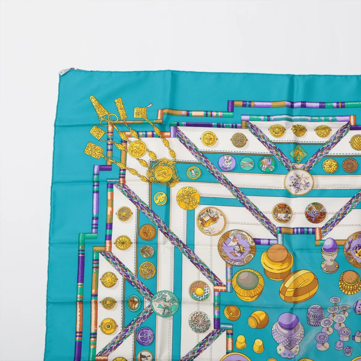Hermès Carré 90 Petite Main Silk Scarf Blue