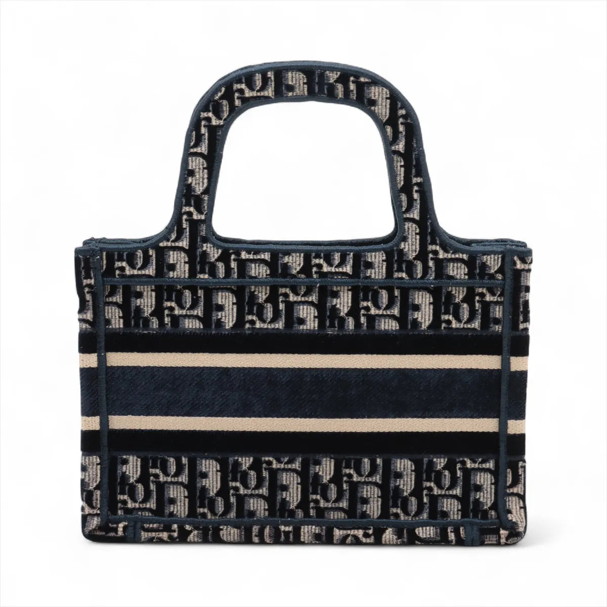 Christian Dior Oblique Mini Canvas Book Tote Navy Blue
