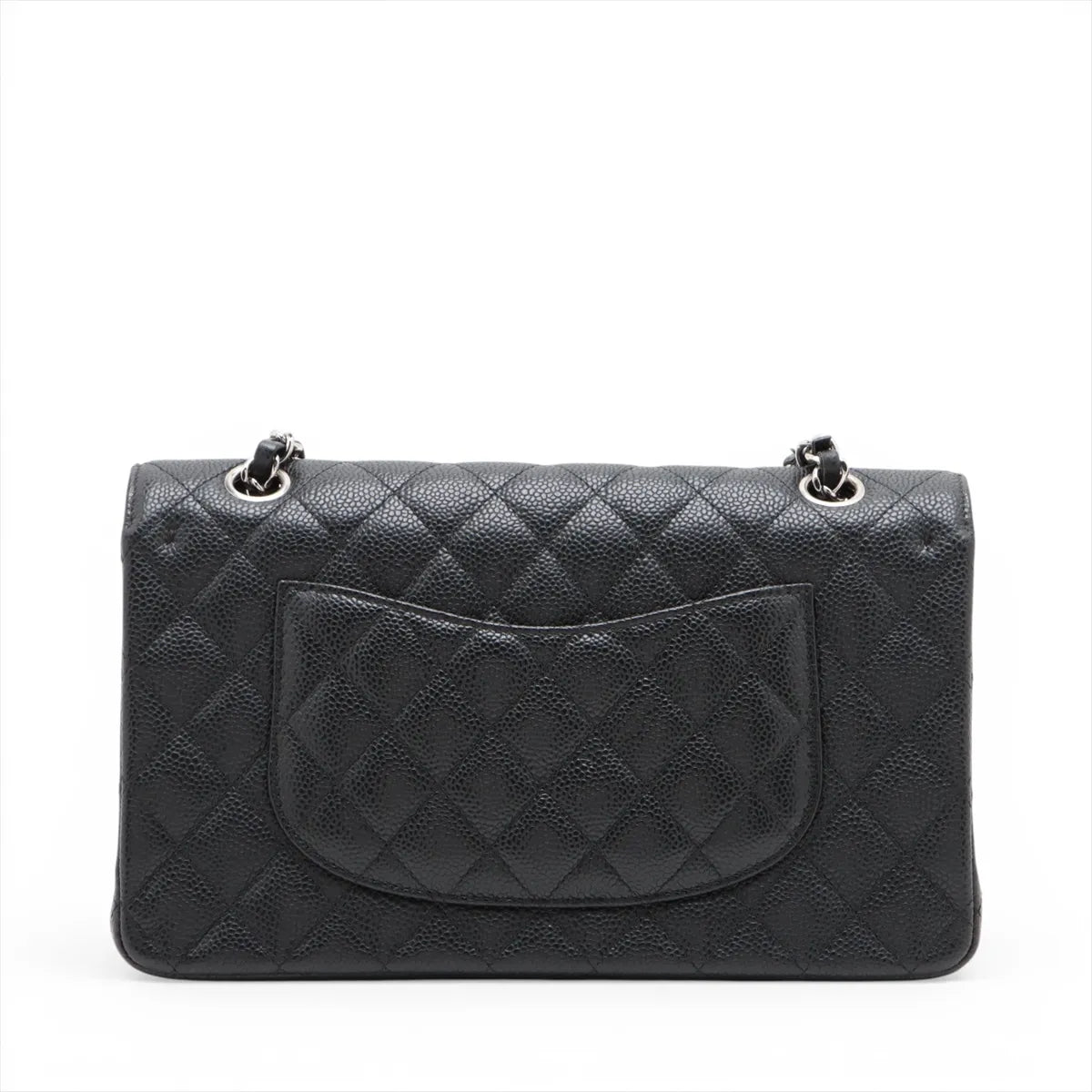 Chanel CC Logo Matelasse 25 Caviar Skin Double Flap Double Chain Bag Black