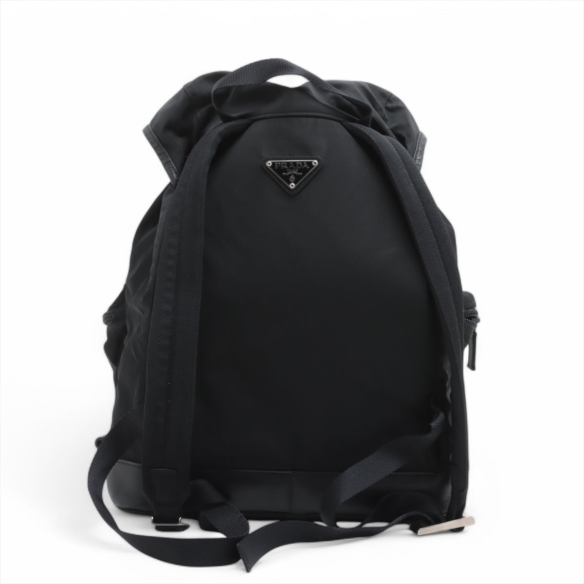 Prada Tessuto Saffiano Nylon Leather Drawstring Backpack Black