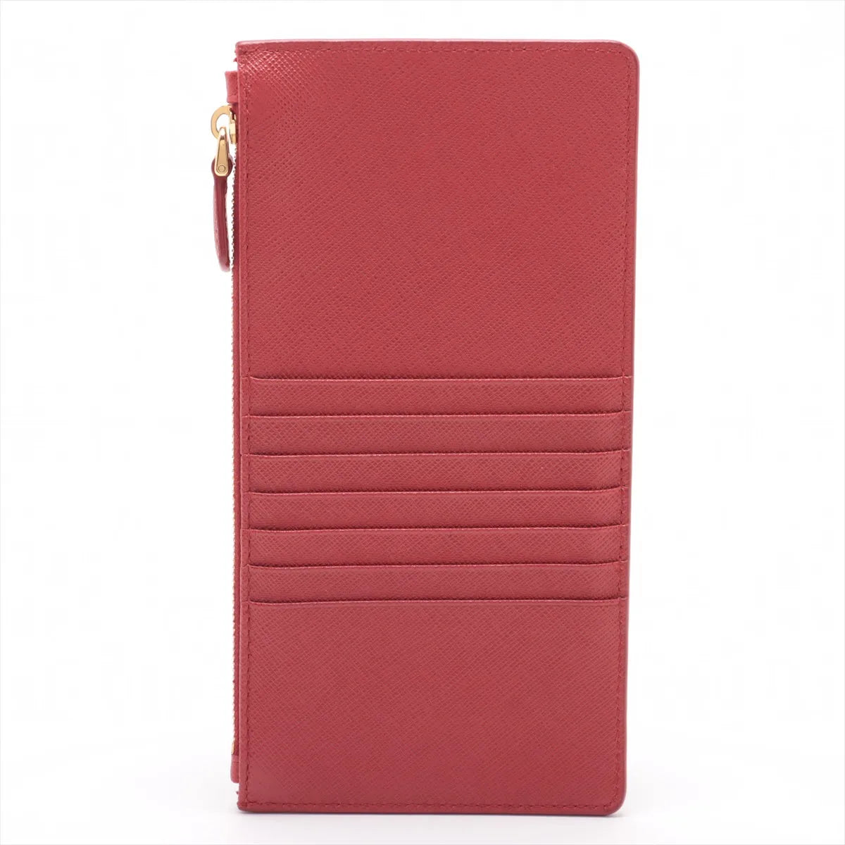 Prada Saffiano Leather Long Coin Card Wallet Red