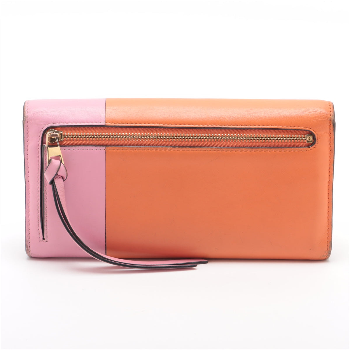 Loewe Anagram Bicolor Leather Wallet Pink x Orange