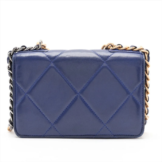 Chanel CHANEL 19 Lambskin Wallet on Chain Blue