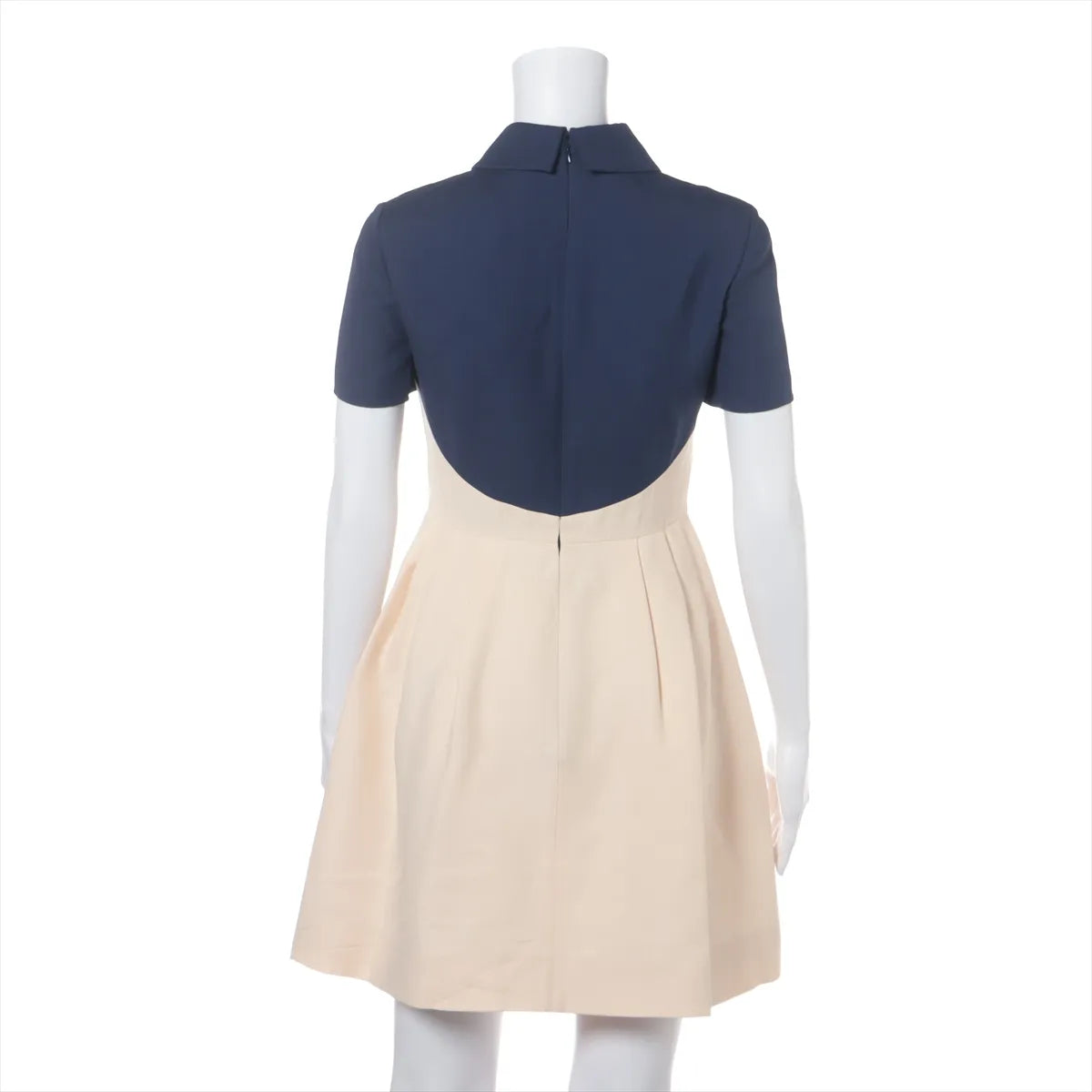 Valentino Wool Silk Dress Navy x Ivory — product photo 2