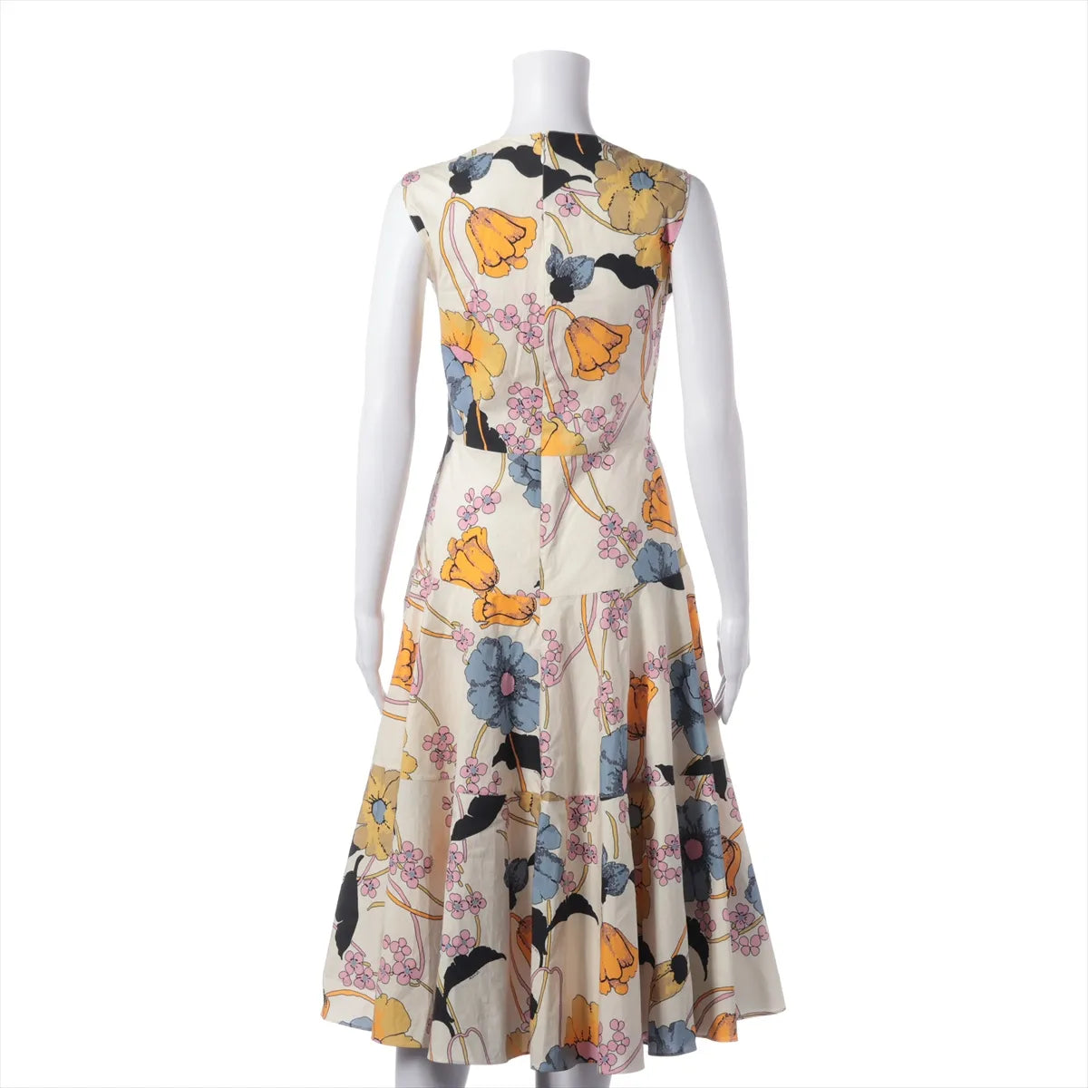 Marni Floral Cotton Sleeveless Midi Dress Multicolor
