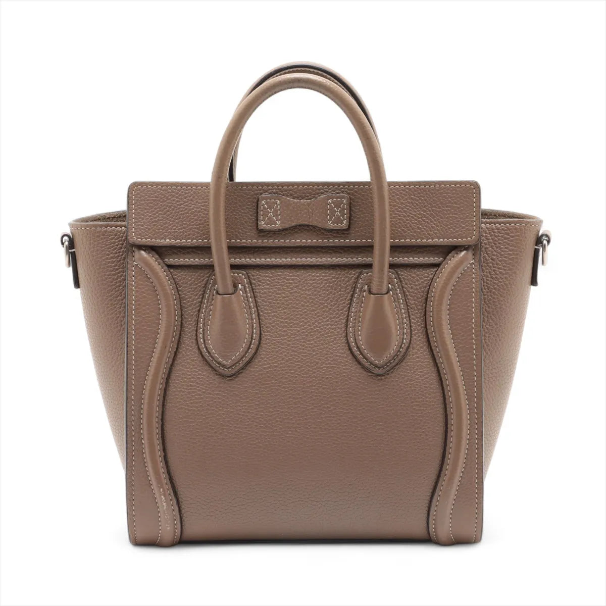 Celine Luggage Micro Leather Shopper Handbag Greige with Strap