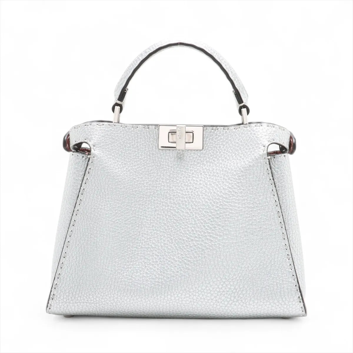 Fendi Peekaboo Essentially Selleria Shoulder Bag Silver