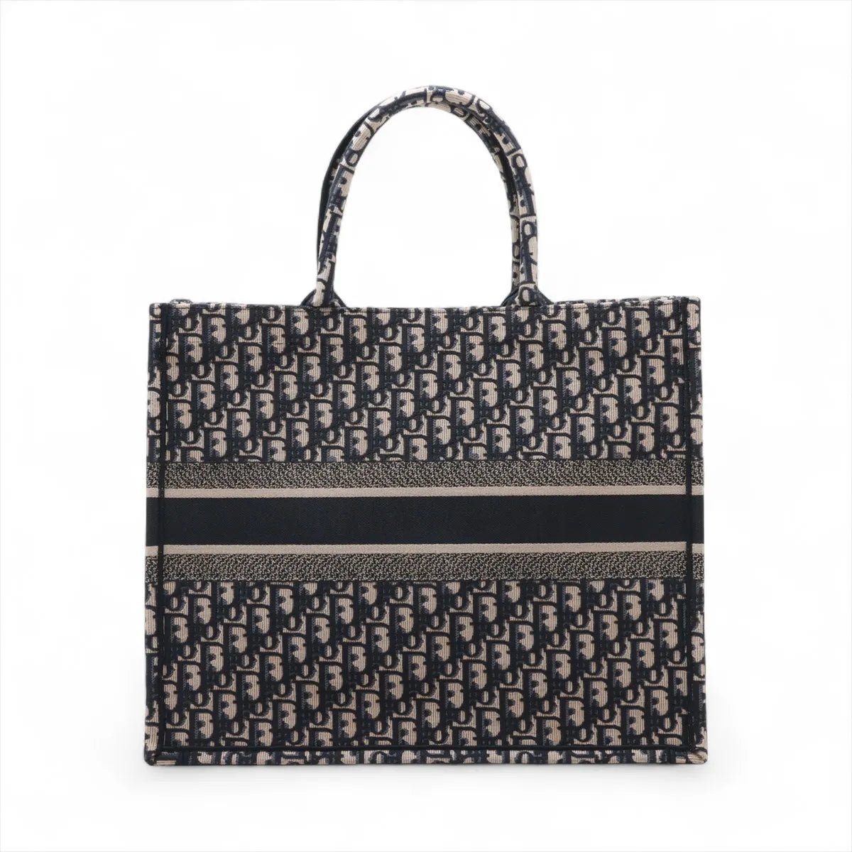 Christian Dior Oblique Large Canvas Book Tote Bag Navy Blue
