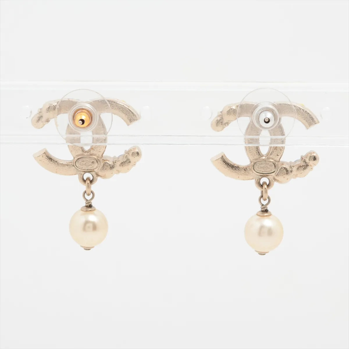 Chanel CC Logo Rhinestone x Pearl Stud Drop Earring Multicolor