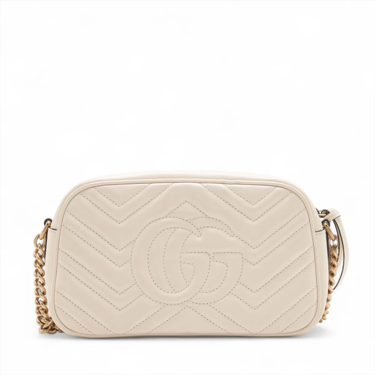 Gucci GG Marmont Leather Chain Shoulder Bag White