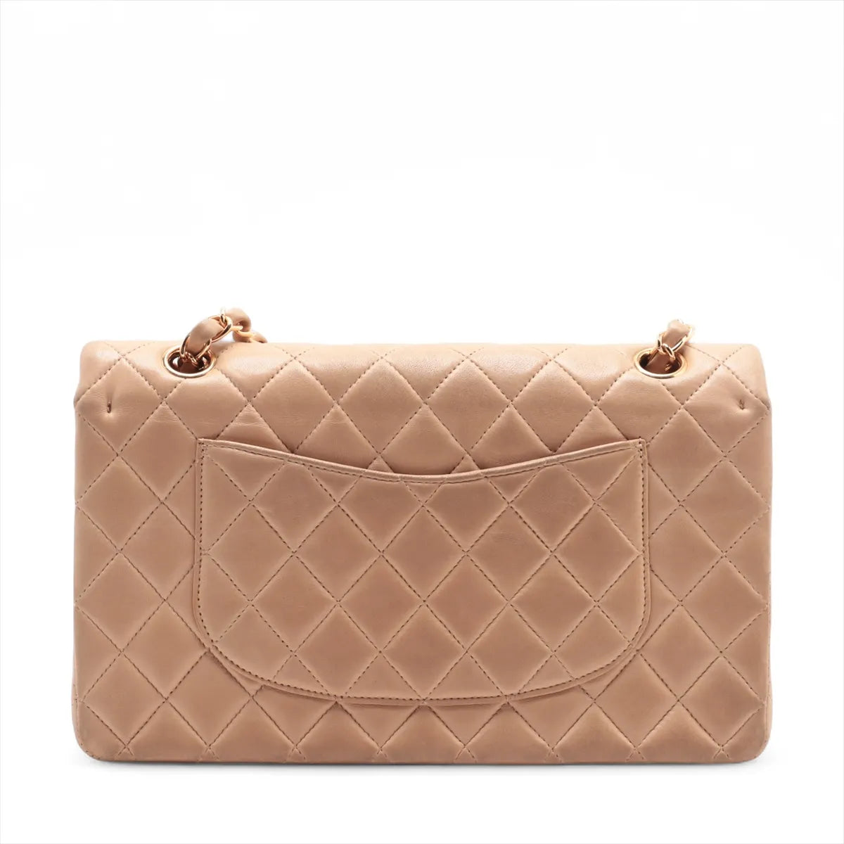 Chanel CC Logo Matelasse 25 Lambskin Double Flap Double Chain Bag Beige