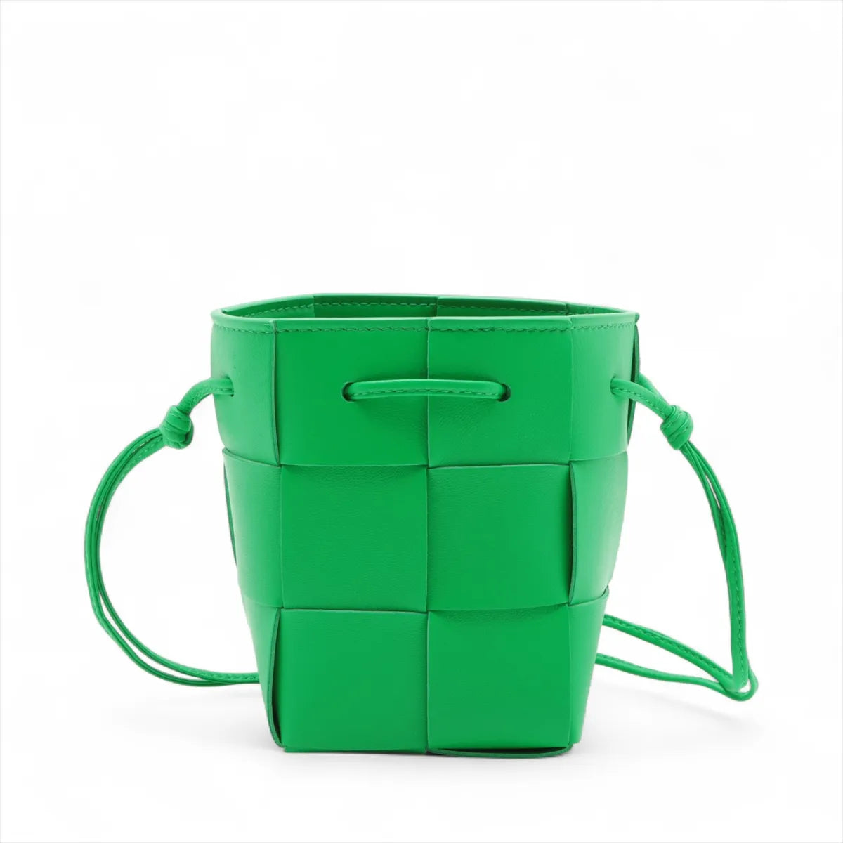 #1 Bottega Veneta Maxi Intrecciato Cassette Mini Bucket Crossbody Bag Green