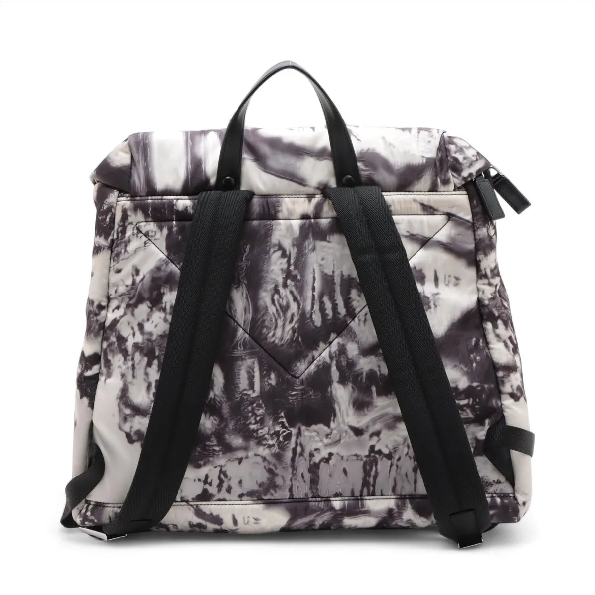 Prada Landscape Painting Re-Nylon Leather Backpack Black x White