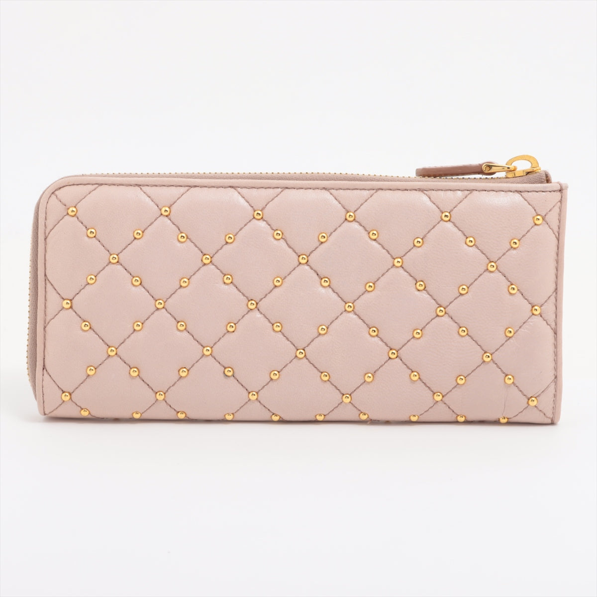 Prada Saffiano Studded Zippy Wallet Beige