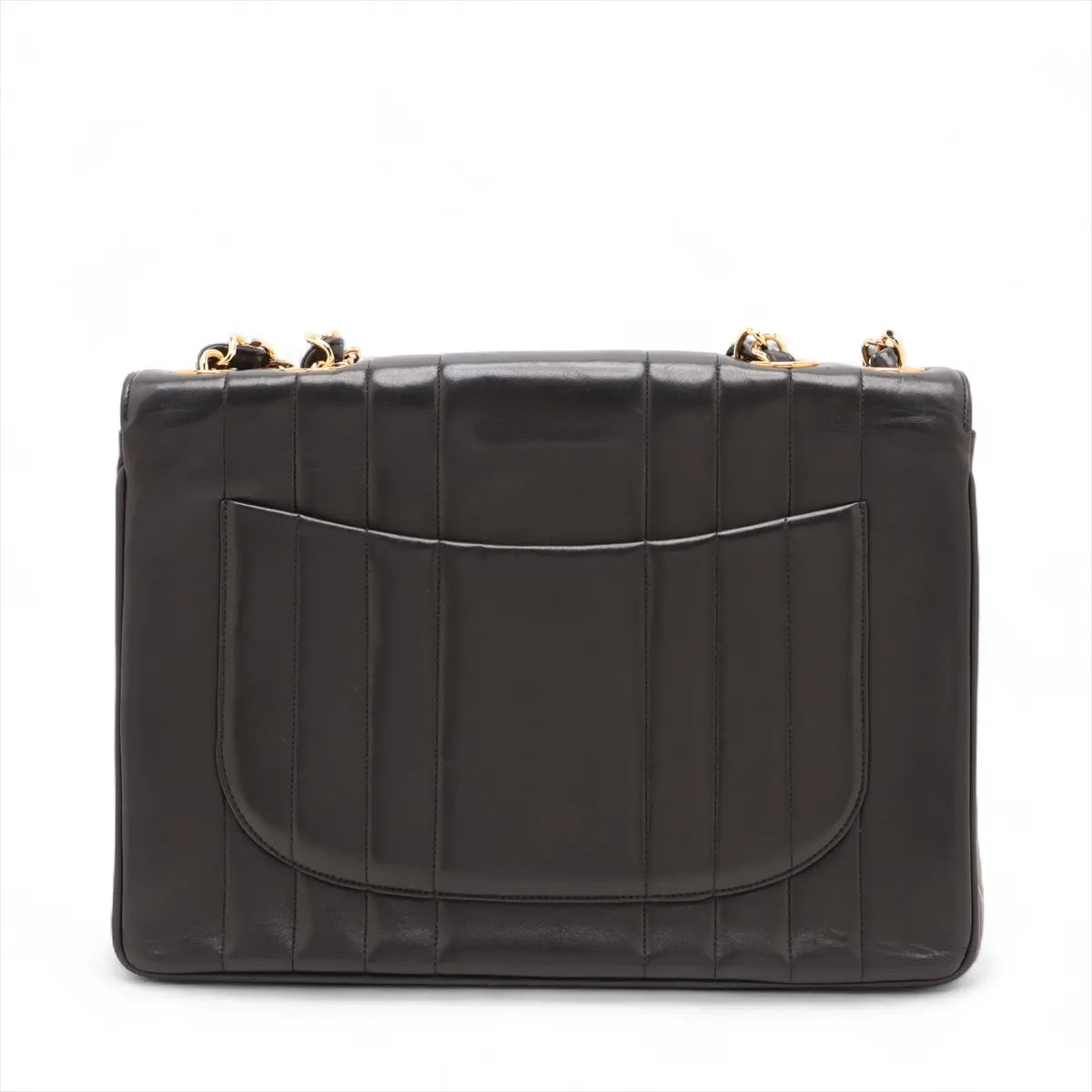 Chanel Deca Mademoiselle Lambskin Single Flap Double Chain Bag Black