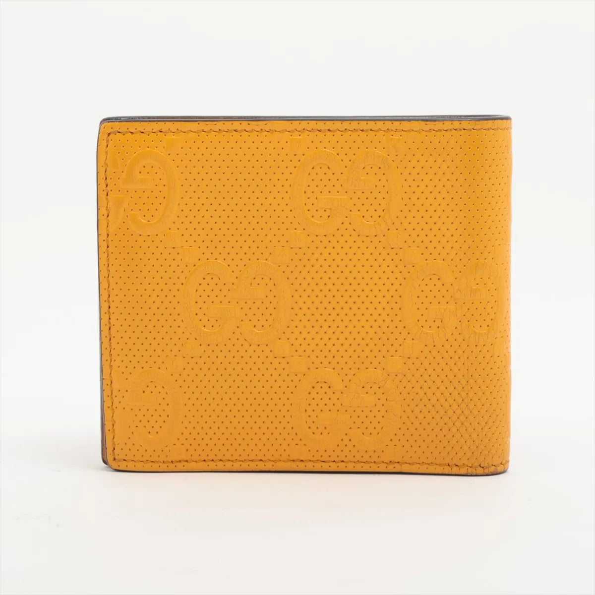 Gucci GG Logo Embossed Leather Compact Wallet Yellow