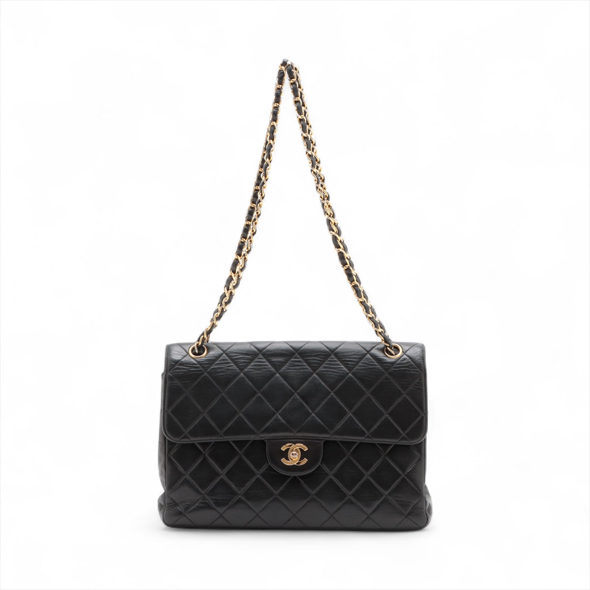 Chanel CC Logo Matelasse Lambskin Single Flap Double Chain Bag Black * PREORDER *