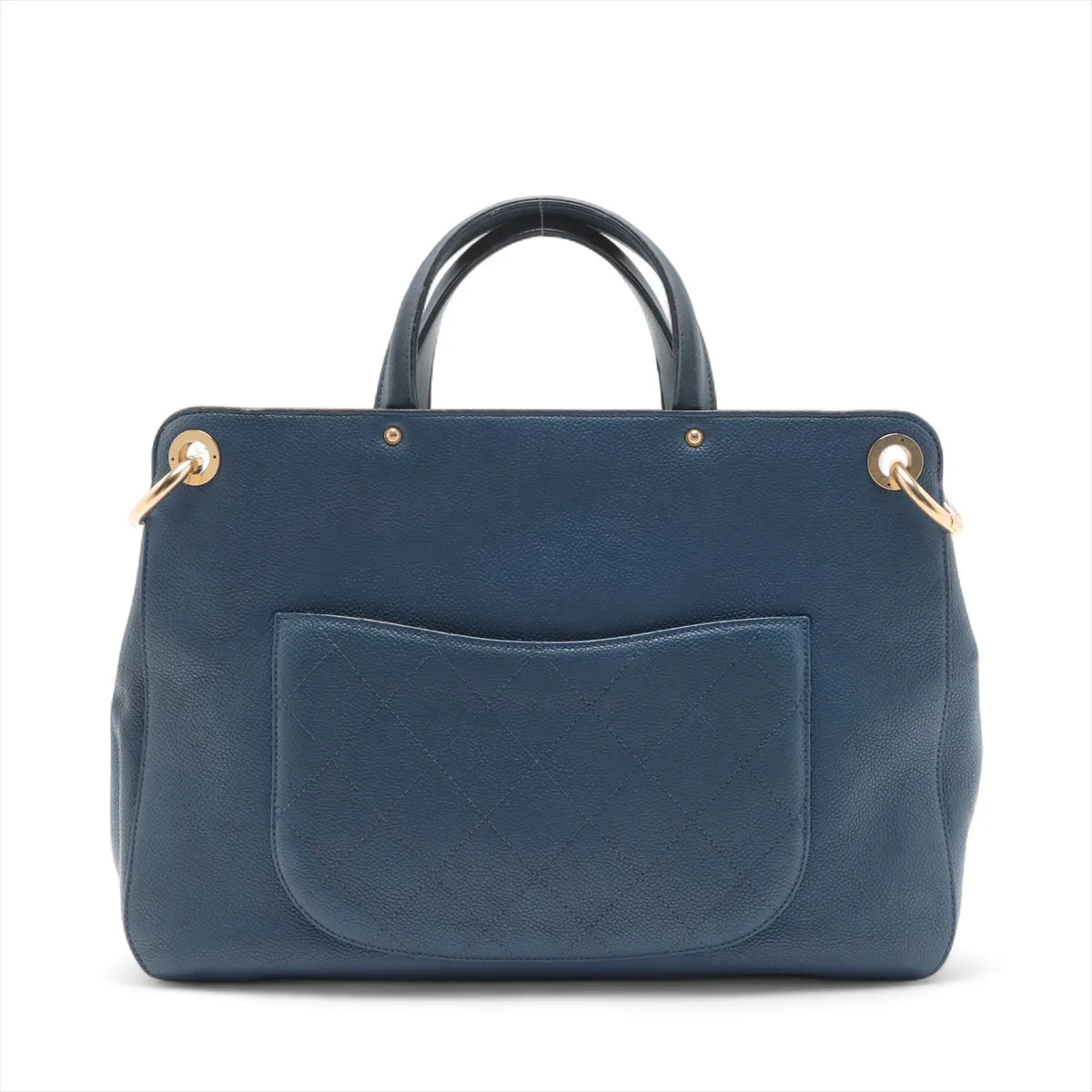 Chanel CC Logo Caviar Skin Two-Way Handbag Blue