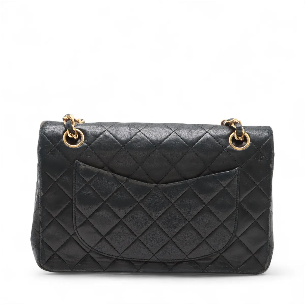 Chanel CC Logo Matelasse 23 Small Lambskin Double Flap Double Chain Bag Black