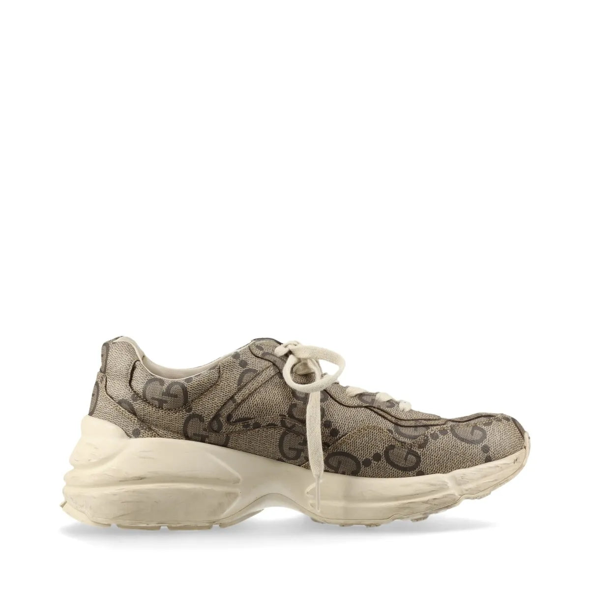Gucci Rhyton Leather Sneakers Mens Beige