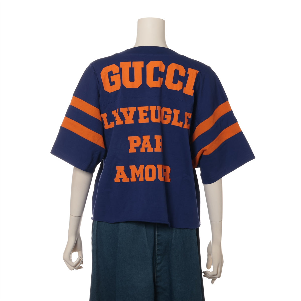 Gucci Cotton T-Shirt in Navy Blue x Orange