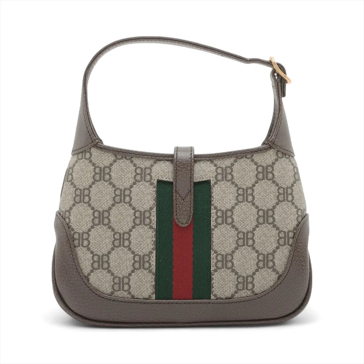 Gucci x Balenciaga Jackie Leather Shoulder Bag Greige