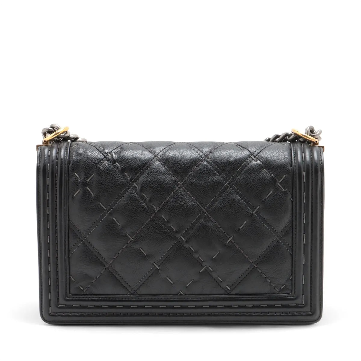Chanel Boy Chanel 28 Matelasse Large Wild Stitch Leather Chain Shoulder Bag Black