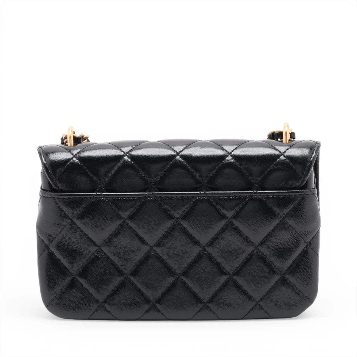 Chanel CC Logo Matelasse Lambskin Wallet on Chain Shoulder Bag Black