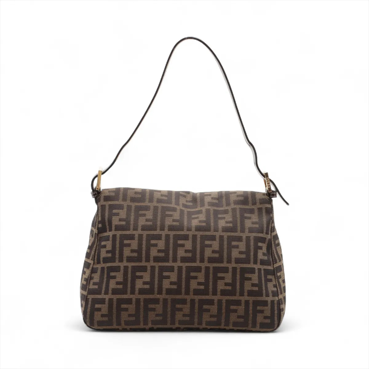 Fendi Zucca Mamma Baguette Canvas Leather Shoulder Bag Brown