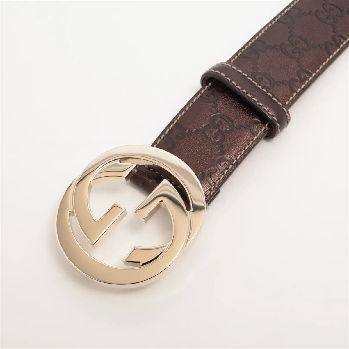 Gucci Interlocking G Leather Belt Brown