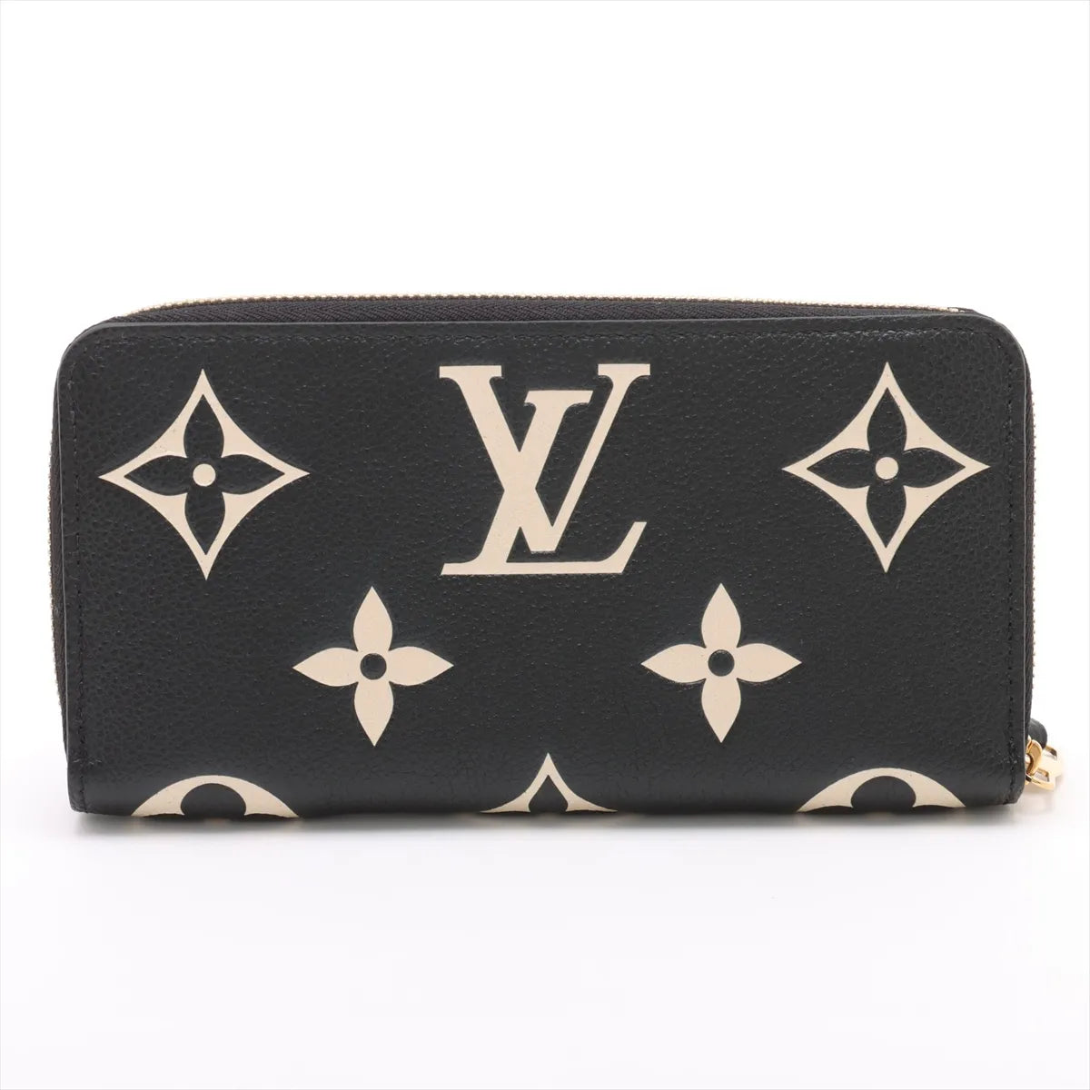 Louis Vuitton Bicolor Monogram Empreinte Zippy Wallet Black x Beige