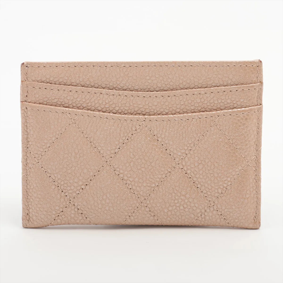 Chanel CC Logo Matelasse Caviar Skin Card Case Beige