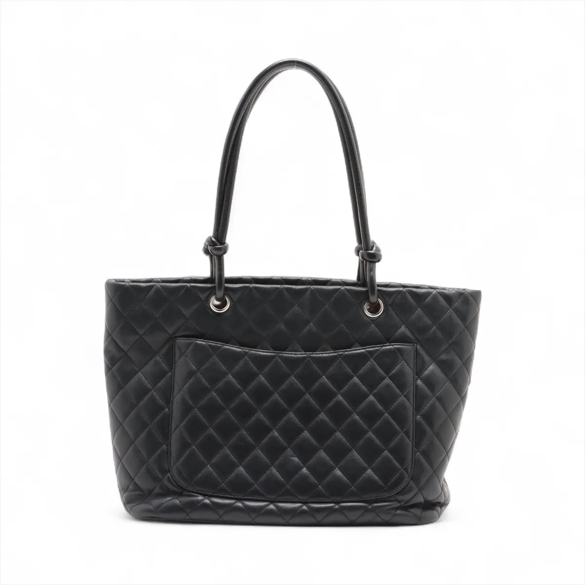 Chanel CC Logo Matelasse Cambon Line Tote Bag Black x White