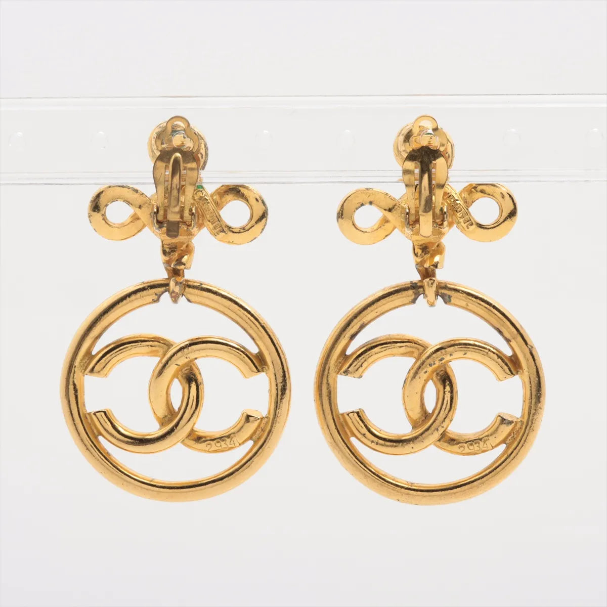Chanel Twist CC Logo Round Stud Drop Earring