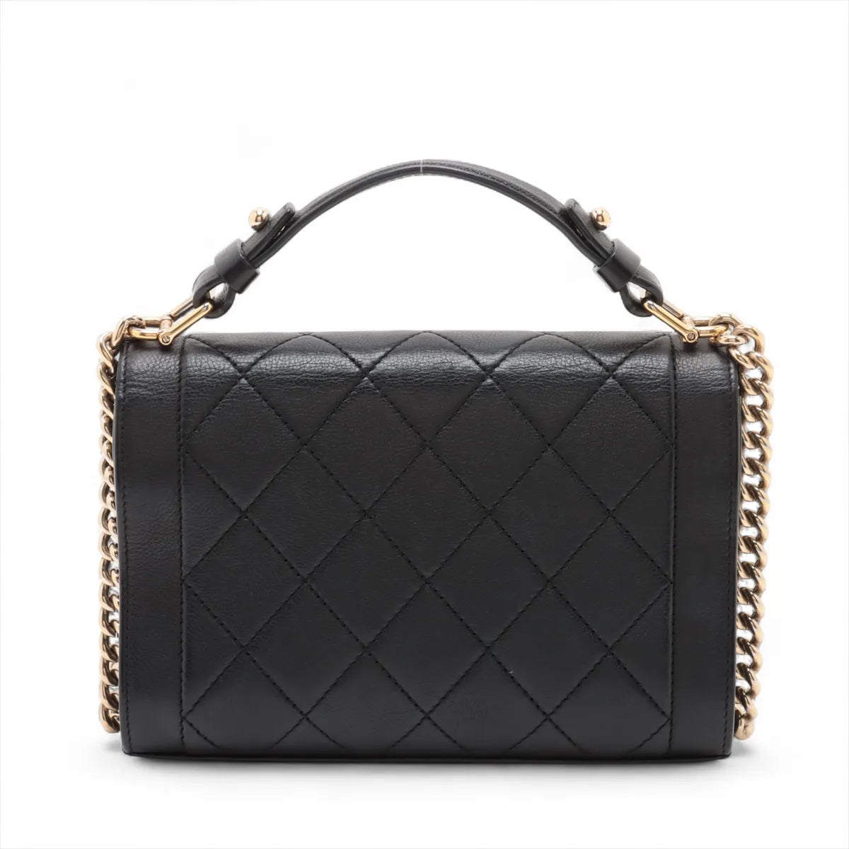 Chanel Click Label Leather Two-Way Handbag Black