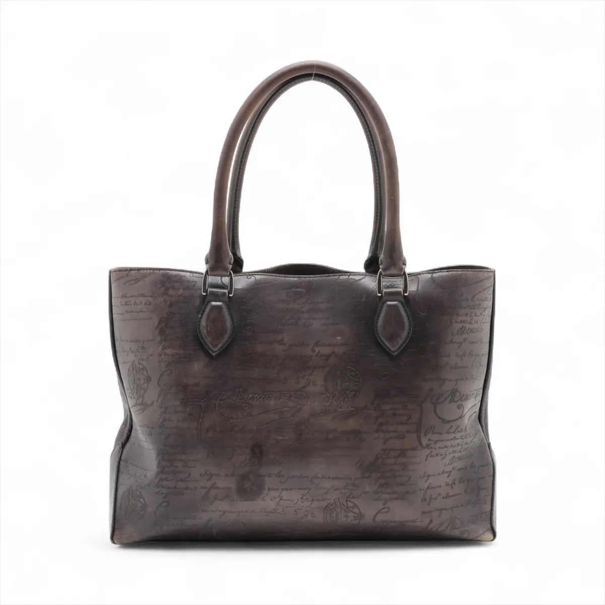 #1 Berluti Calligraphy Toujour Leather Chain Tote Bag Black