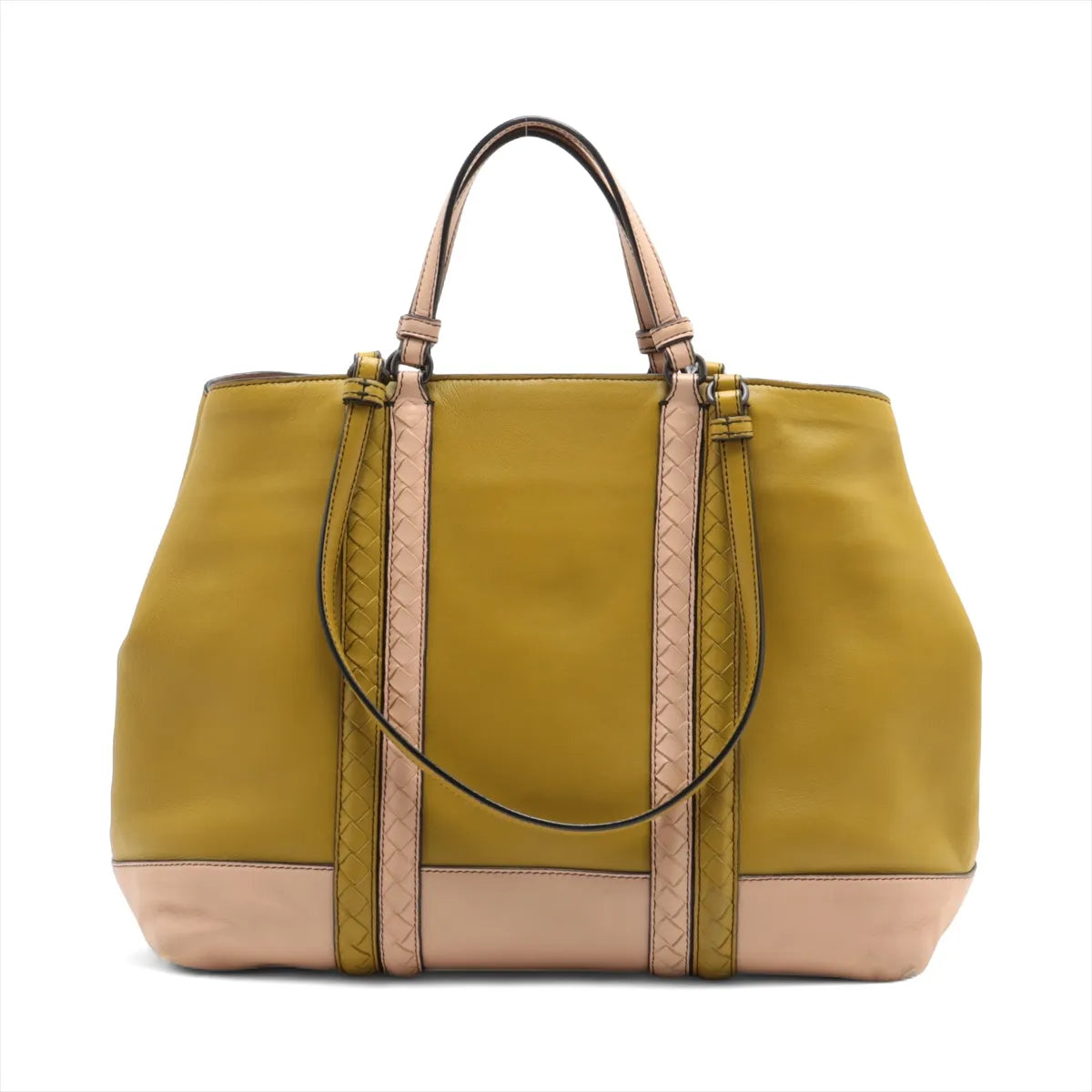 Bottega Veneta Intrecciato Corso Leather Tote Bag Green x Pink