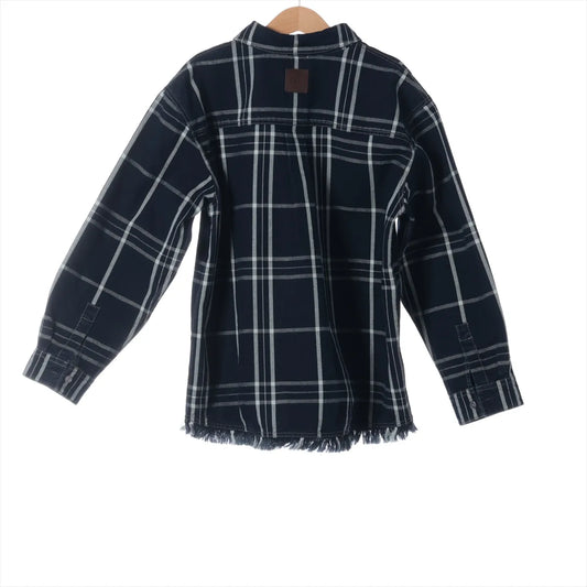 Dior Cotton Plaid Long Sleeve Navy Blue Kids