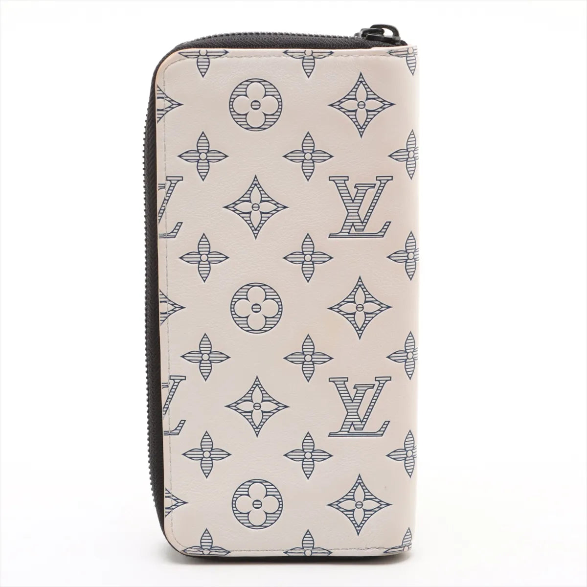 Louis Vuitton Monogram Shadow Zippy Vertical Wallet White x Blue