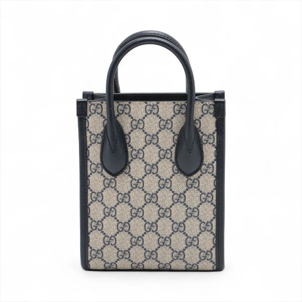 Gucci GG Supreme Canvas Unisex Small Tote Crossbody Bag Navy Blue