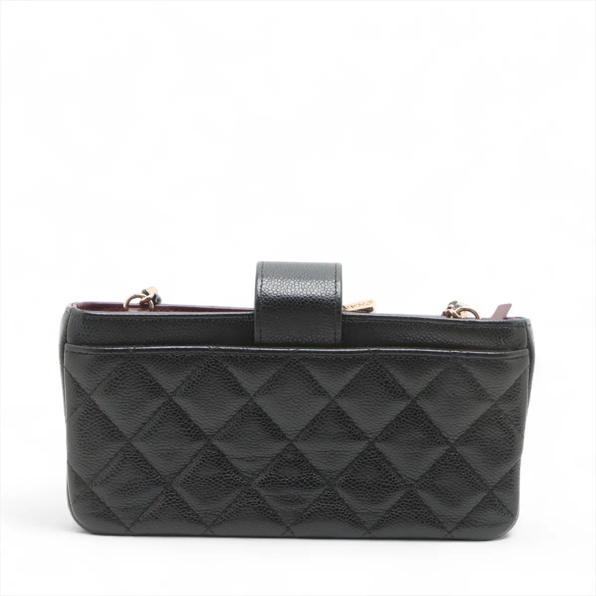 Chanel CC Logo Matelasse Caviar Skin Chain Shoulder Bag Black
