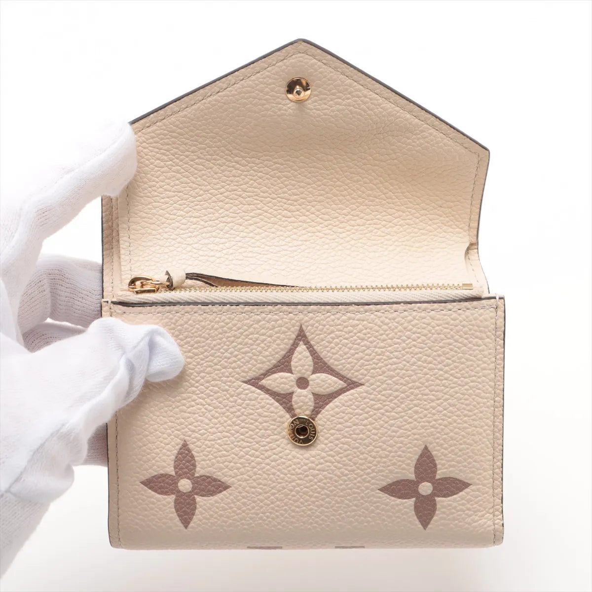 Louis Vuitton Bicolor Giant Monogram Empreinte Victorine Wallet Beige x Bois Rose