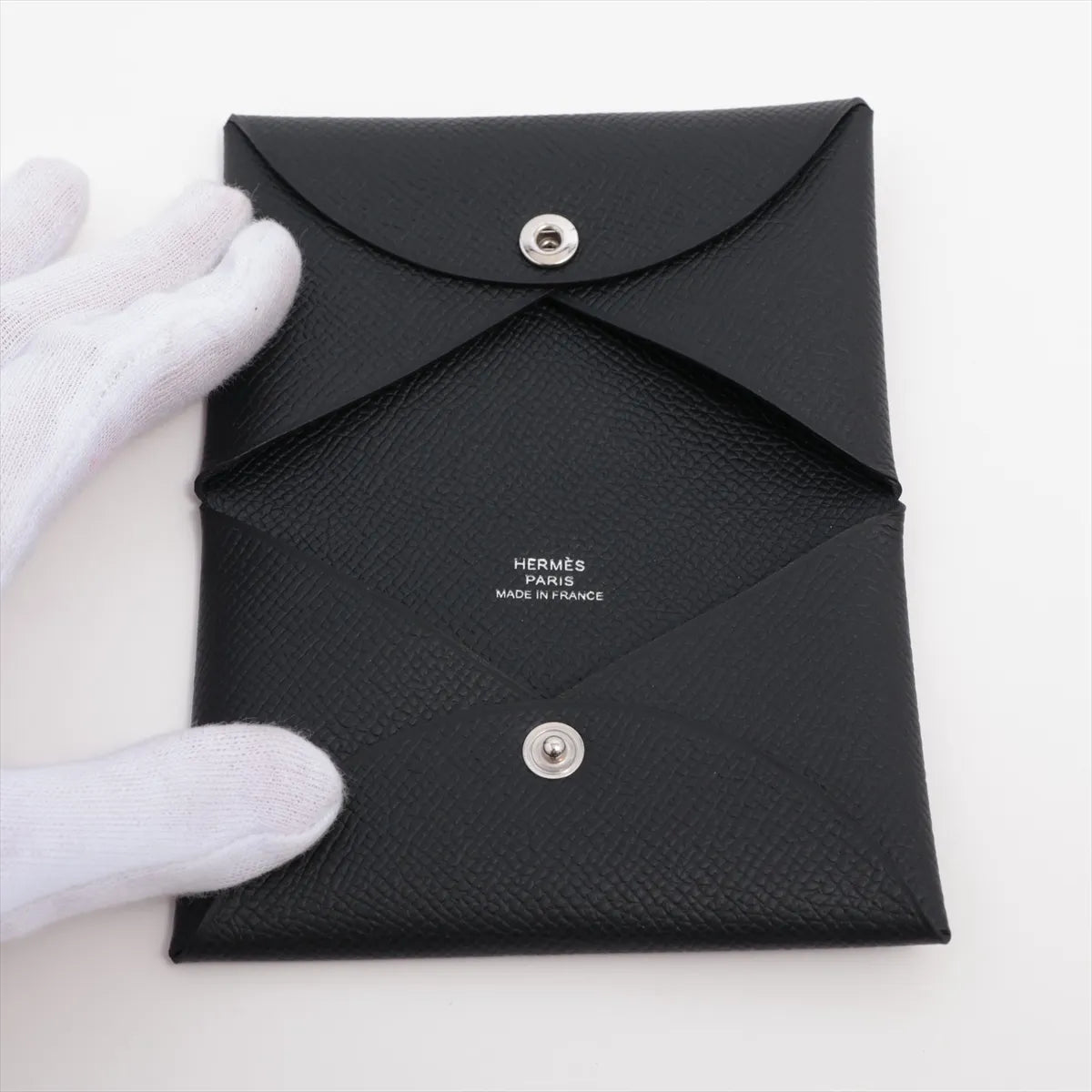Hermès Calvi Veau Epsom Card Case Black